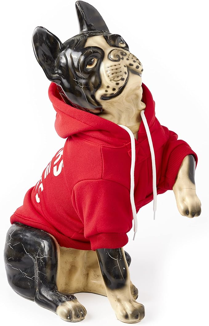 Works for Treats Dog Hoodie from Brass Monkey - Medium (22" Chest), Includes 2 White Drawstrings and Velcro Fasteners, Cute Dog Accessories with Vintage Inspired Designs, Great Gift for Dog Lovers!