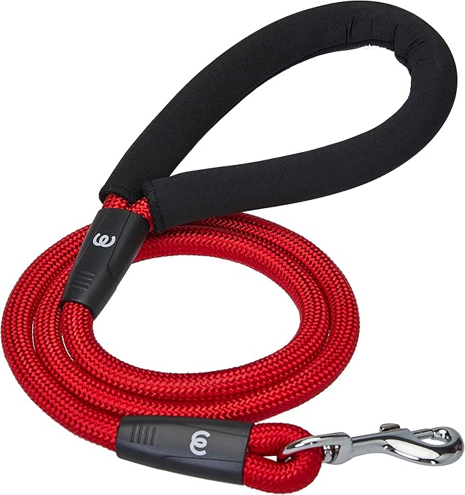 Blueberry Pet Dog Leash - Puppy Essentials with Comfortable Neoprene Handle | Dog Leashes for Large Dogs Heavy Duty | 4ft Strong Rope Leash in Rouge Red, Durable & Eco-Friendly