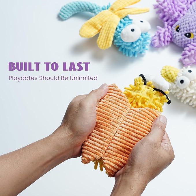 Nocciola Small Medium Large Dog Toys, Cute Soft Squeaky Crinkle Plush Stuffed Durable Pet Teething Animal Chew Toys for Small to Large Breed, Cognitive Stimuting Boredom Puppy Birthdays Gifts