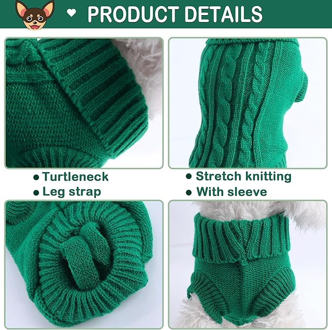 Winter Dog Clothes for Small Dogs XS Dog Sweater Teacup Dog Clothes 2 Pieces Knitted Dog Sweaters Fall Chihuahua Yorkie Winter Warm Puppy Pet Cat Sweater Outfits Xs