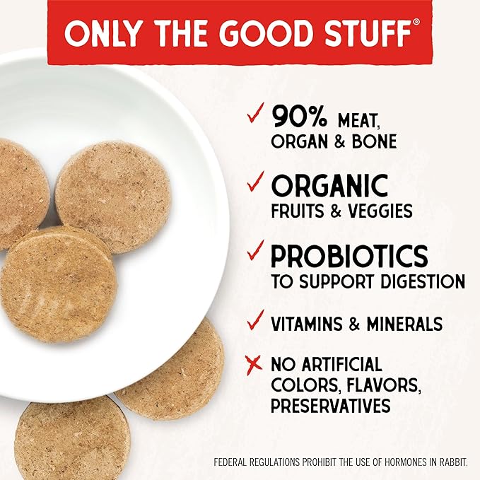 Stella & Chewy's Freeze-Dried Raw Dinner Patties - Absolutely Rabbit Recipe - High Protein Grain-Free Puppy & Dog Food - Perfect For Picky Eaters - 14 oz
