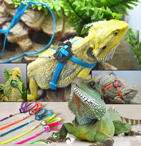 Adjustable Reptile Lizard Harness Leash,Turtle Lizard Pet Traction Belt Bearded Dragon Accessories Soft Small Pet Animal Harness Rope,1.2M (Pink)