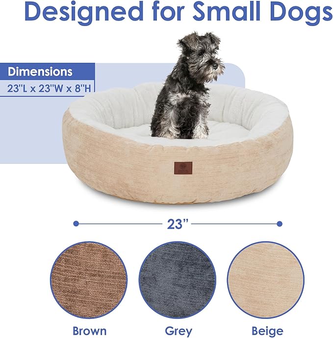 AMERICAN KENNEL CLUB 31" Mason Fabric Round Pet Bed - Stylish Washable Dog Bed with Non-Slip Bottom, Plush Sleeping Surface - for Cats, Large Breeds