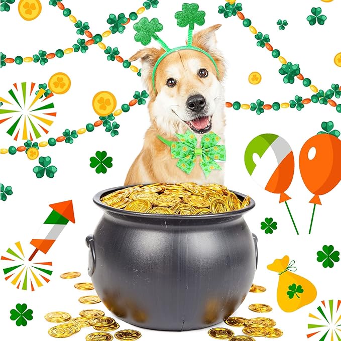 40 Pcs St Patrick's Day Bow Ties for Dogs Cat Basic Bowties Collars Puppy Kitten Neck Accessories for Festival Holiday Party Grooming Accessories(Shamrock)