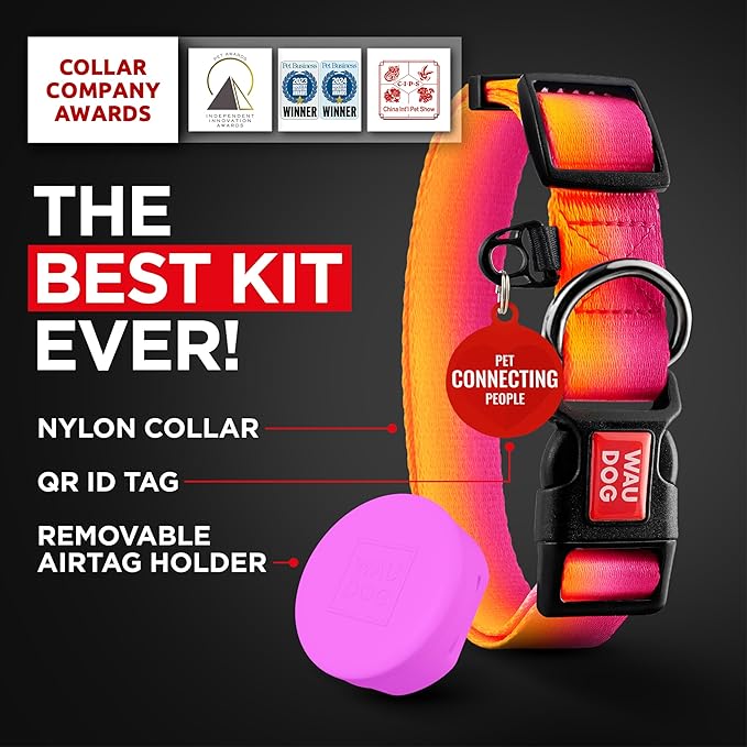 Airtag Dog Collar Nylon Dog Collar with Airtag Holder - Adjustable for Large Dogs, Small & Medium Dogs - Breakaway Puppy Collars for Large Breed Dogs - Boy & Girl Collars