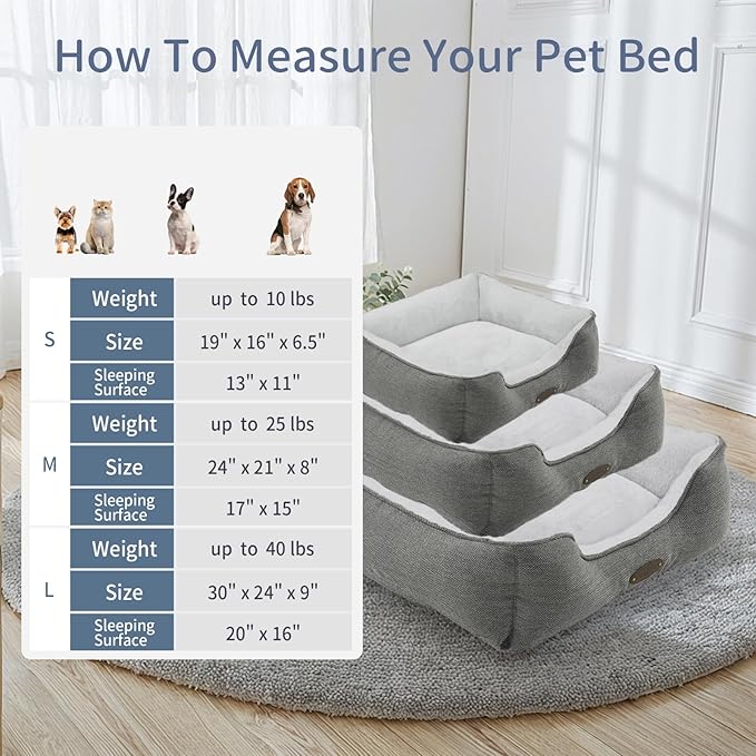 Dog Bed for Medium Dogs Breeds, Rectangular Soft Kennel Bed,Washable Deluxe Plush Dog Crate Beds, Comfy Durable Pet Sleeping Bed with Pillow & Non-Slip Bottom, Size (30"X24" Grey)