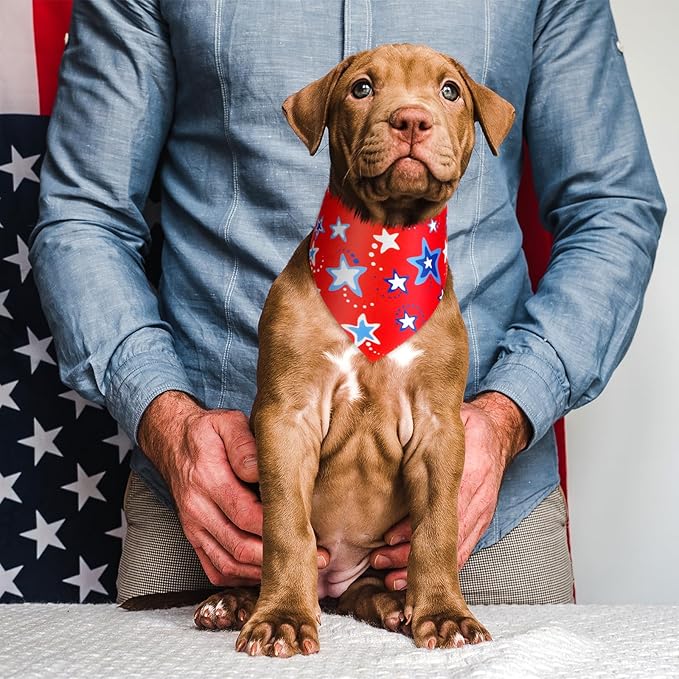 Preboun 50 Pieces Patriotic Dog Bandanas Bulk 4th of July Bandanas for Dogs Pet Triangle Kerchief Scarf Set for Puppy Small Medium Large Independence Day Costume Accessories(25. 6 x 17. 7 x 17. 7")