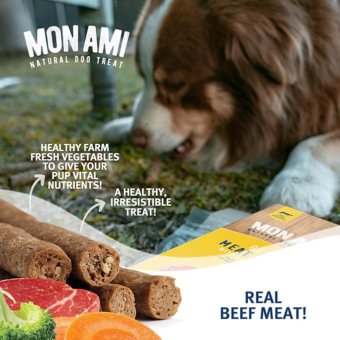 Mon Ami Beef Meat Sticks with Farm Fresh Vegetables (11 Oz) Human Grade Dog Treats with Superfoods Training & Healthy Treats for Small, Medium, Large Dogs