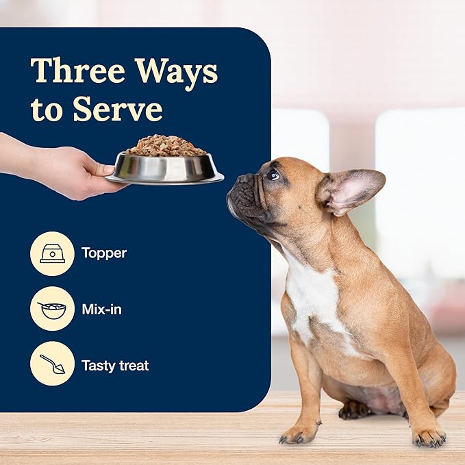 Blue Buffalo Delectables Natural Wet Dog Food Toppers, Hearty Beef Cuts in Gravy, 3-oz (24 Pouches)