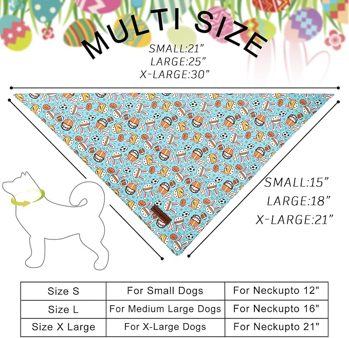 Unique Style Paws Dog Easter Bandanas 2Pcs Washable Cotton Triangle Sports Rabbit Egg Dog Scarfs for Small Medium Large Dogs and Cats