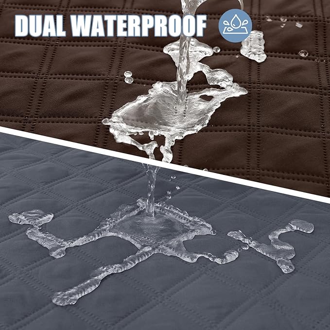 Smiry Waterproof Dog Blanket, Reversible Dog Bed Cover Pet Blanket, Soft Pet Couch Covers for Sofa Washable, Bed Couch Sofa Furniture Protector for Puppy Cat Kids (82"x82", Chocolate/Dark Grey)