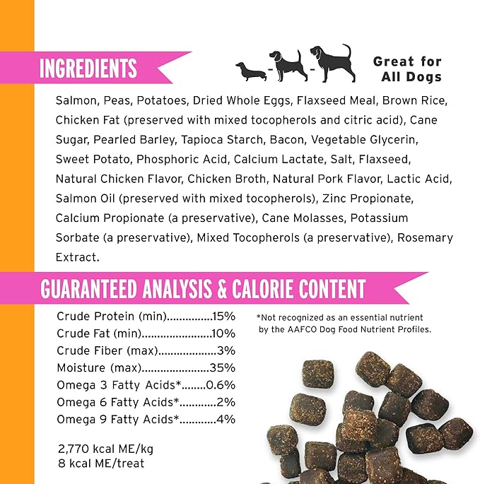 Pet Botanics 12 oz. Pouch Omega Plus, Soft & Chewy, Salmon Flavor, with 500 Treats Per Bag, The Choice of Top Trainers