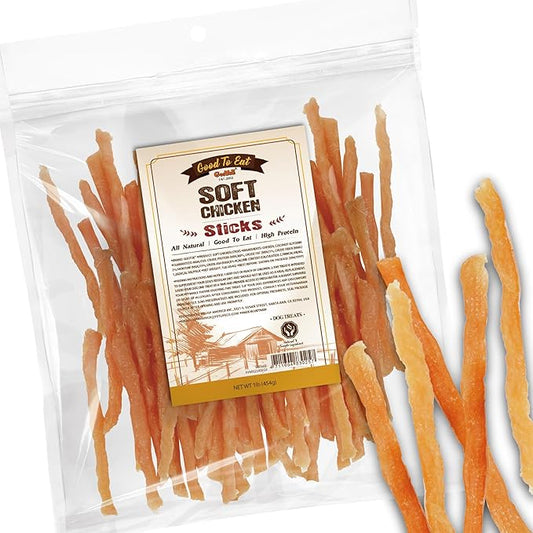 Gootoe Soft Chicken Sticks 1 lb, All Natural, Hypoallergenic & Grain-Free, High-Protein, Healthy & Easily Digestible, Soft Texture, Resealable