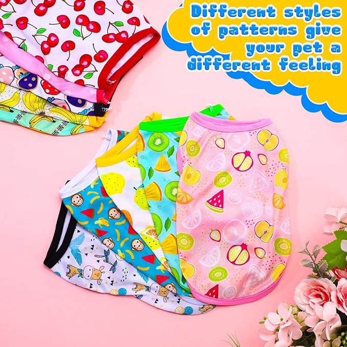 20 Pcs Dog Shirts Summer Puppy Printed Clothes Soft and Breathable Dogs T Shirts Cute Pet Vest Sweatshirt Outfit for Small Medium Puppy Pet Cat Chihuahuas Papillons Pomeranian(S)