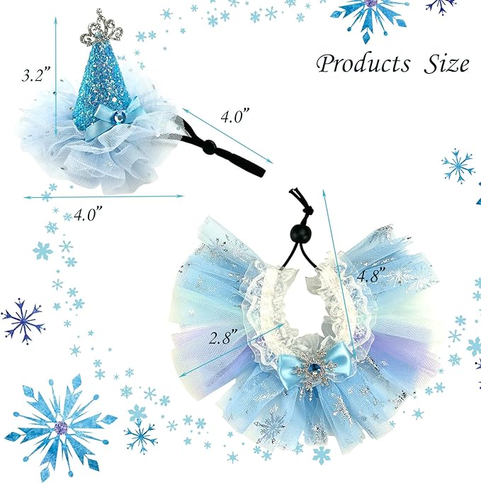 Small Animal Birthday Princess Costume for Rabbit Guinea Pig- Guinea Pig Crown Hat Tutu Skirt Bunny Princess Hat Bunny Bandana Halloween Small Pet Outfit for Guinea Pig Bunny Hedgehog S