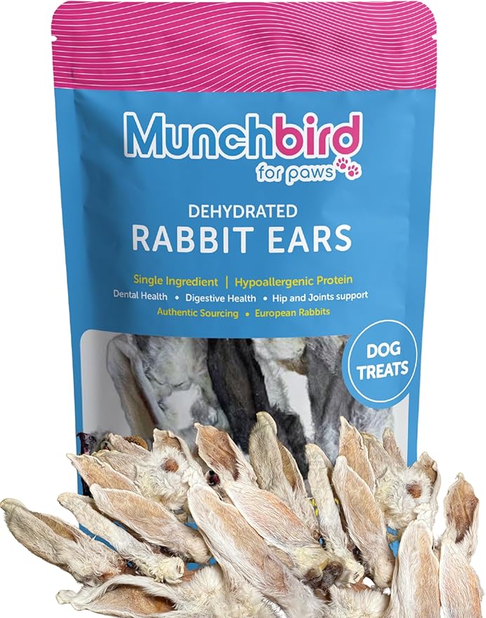 Dehydrated Rabbit Ears for Dogs, Bulk, 35-45 Pieces, 10.5 oz, Natural Fiber