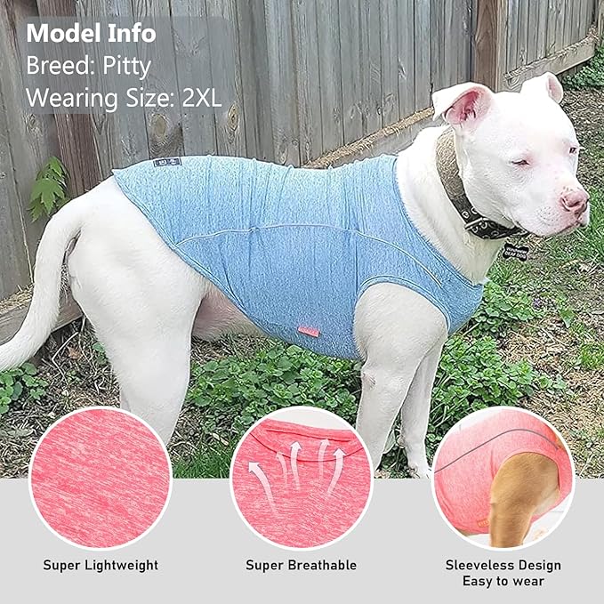 KYEESE Dog Shirts Quick Dry Reflective Lightweight Soft Pet T-Shirt Tank Top Breathable Sleeveless Vest Stretchy Dog Tee Shirts for XXL Dogs