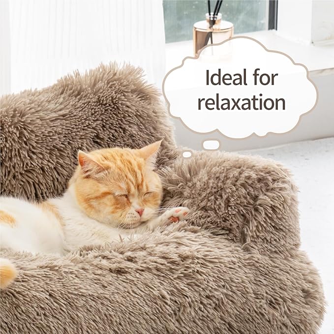 Mewoo Dog Couch, Small Dog Bed with Removable Washable Cover, Cute Cat Couch for Pets, Cat Beds for Indoor Cats with Anti-Slip Bottom (Brown)