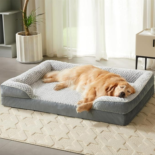 Orthopedic Dog Bed for Extra Large Dogs, Egg Crate Foam Bed for Extra Large Dogs, Equipped with Removable Waterproof Pillow Cover and Anti-Slip Bottom, Pet Bed