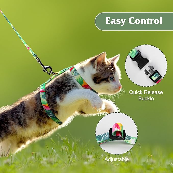 Leekalos Cat Harness and Leash for Walking,Cats Escape Proof - Adjustable Kitten Harness for Large Small Cats, Use Safe & Easy,Fit for Puppy,Rabbit