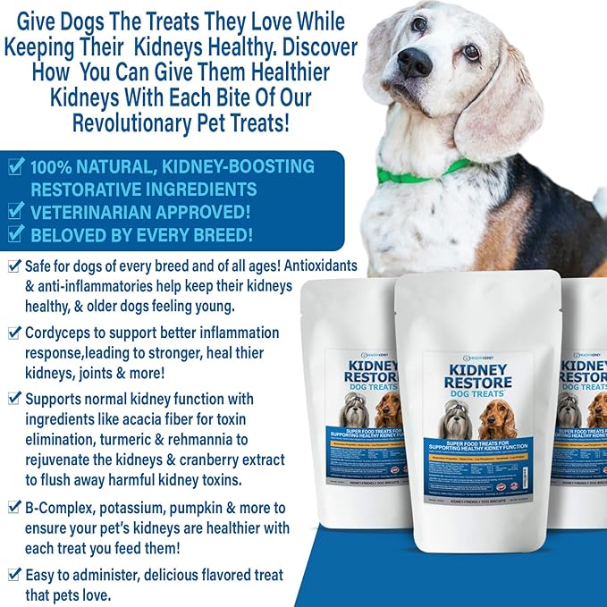 Kidney Restore Dog Treats: Restorative Dog Treats for Kidney Issues, Low Protein Treats for Any Kidney Diet Dog Food, Special Renal Treats for Supporting Good Kidney Health for Dogs. Best Treat!