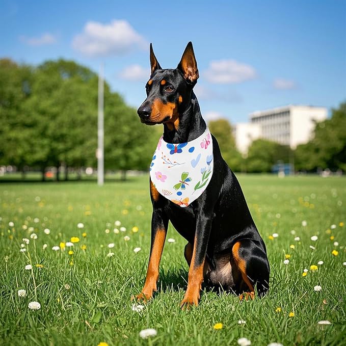 7 Pack Spring Dog Bandanas for Large Dogs Breed 33 Inch XL Summer Flowers Dog Bandana Adjustable Polyester Scarves Grooming L