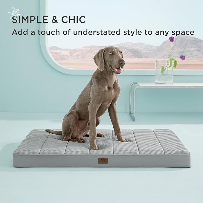 Bedsure Cooling Dog Bed for Crate - Large Orthopedic Waterproof Puppy Beds with Removable Washable Cover, Egg Crate Foam Pet Mat, Suitable for Pet Up to 90 lbs
