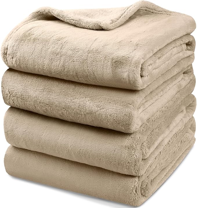 Onarway Dog Blanket Washable for Puppy: 4 Packs Dog Blankets 40”x28” - Fluffy Soft Small Throw for Cat Puppy Kitten Dogs - Fleece Pet Blankets for Bed Sofa Car and Indoor - Khaki
