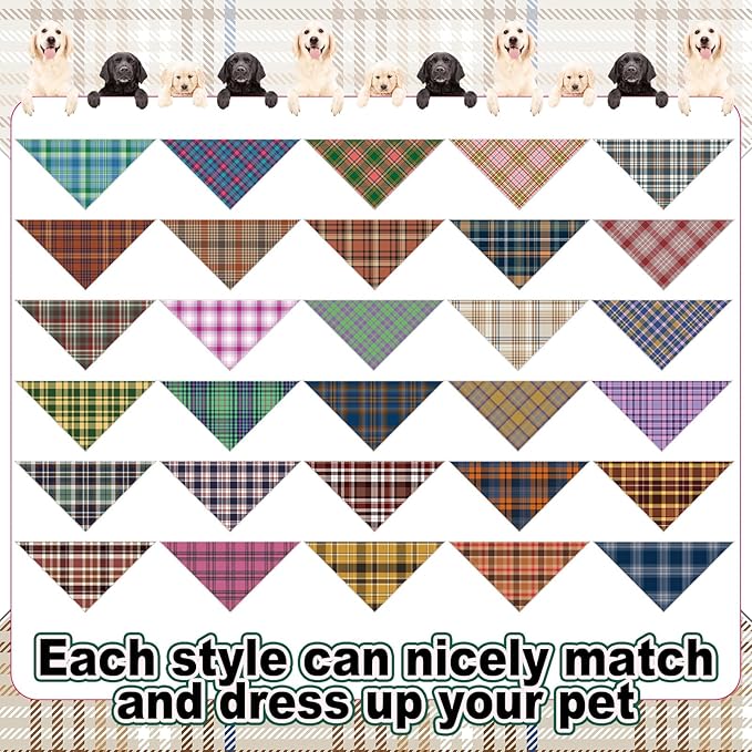 Aliceset 180 Pcs Dog Bandana Bulk Stripe Bandanas for Dogs Adjustable Washable Pet Triangle Scarf Retro Print Dog Kerchief Bibs for Small Medium Large Dog Cat Holiday Costume Accessories