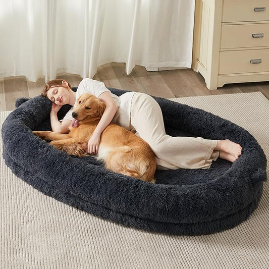 WNPETHOME Human Dog Bed for Adult,71"x 46"Foam Human Sized Dog Bed for People,Fluffy Gaint Dogs Beds for People with Washable Cover & Non-Slip Bottom