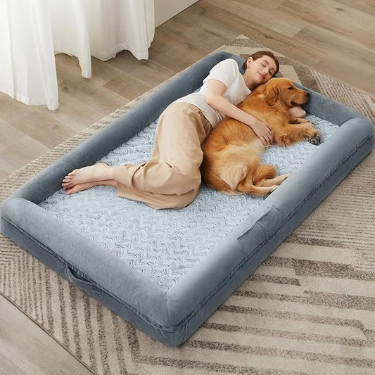WNPETHOME Human Dog Bed - 71" x 46" Orthopedic Dog Sofa with Removable, Waterproof Cover, Extra Large with Bolster Sides