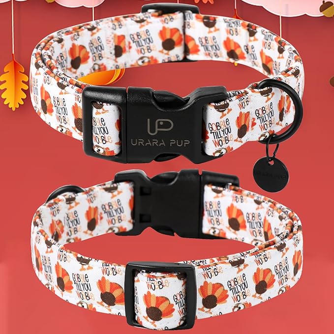 Thanksgiving Dog Collar, Turkey Cotton for Dog or Cat, Autumn Puppy With Lightweight Plastic Buckle, Great Gift for Girl Boy Dogs, XS