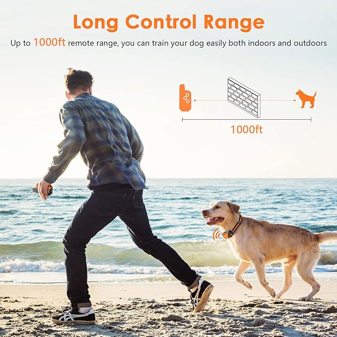 Shock Collar for Dogs, IP67 Waterproof Dog Training Collar with Remote, 3 Training Modes with Beep, Vibration, and Safe Static, Rechargeable E Collar for Large Medium