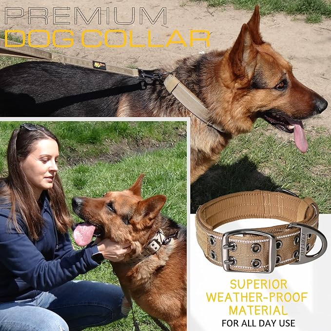 ADITYNA Heavy Duty Dog Collar for Medium Dogs - Reflective Collar with Handle for Training, and Walking - Wide, Thick, Tactical, Soft Neoprene Padded