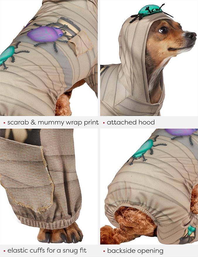 Rubies Mummy Fun and Cute Pet Costume Hooded Jumpsuit for Themed Parties and Halloween, X-Large