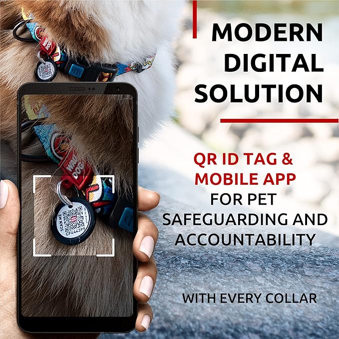 WAUDOG Nylon Dog Collar - Adjustable Dog Collar for Large Dogs, Small & Medium Dogs - Breakaway Puppy Collars for Large Breed Dogs - Boy & Girl Dog Collars with Durable Plastic Buckle and QR Dog Tag