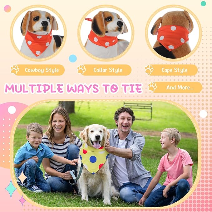 Sweetude 100 Pcs Polka Dot Dog Bandanas Bulk Dog Triangle Scarf Pet Bibs Adjustable Cat Outfit Washable Cat Accessories Grooming Supplies Costume for Small to Medium Girl Boy Pet