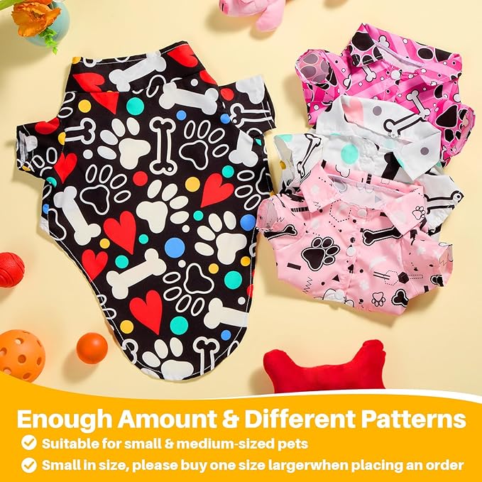 Weewooday 4 Pieces Pet Summer T-Shirts Hawaii Style Floral Pet Dog Shirt Breathable Cool Clothes Beach Seaside Puppy Sweatshirt for Small Puppy(Bright Style,L)