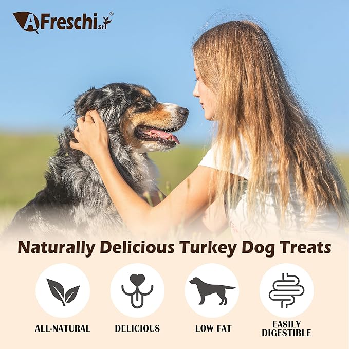 Afreschi Turkey β-Carotene Stick Dog Treats – 6 oz, USA-Sourced, All-Natural, Hypoallergenic, Low-Fat, Healthy & Easily Digestible, Puppy & Training Snack