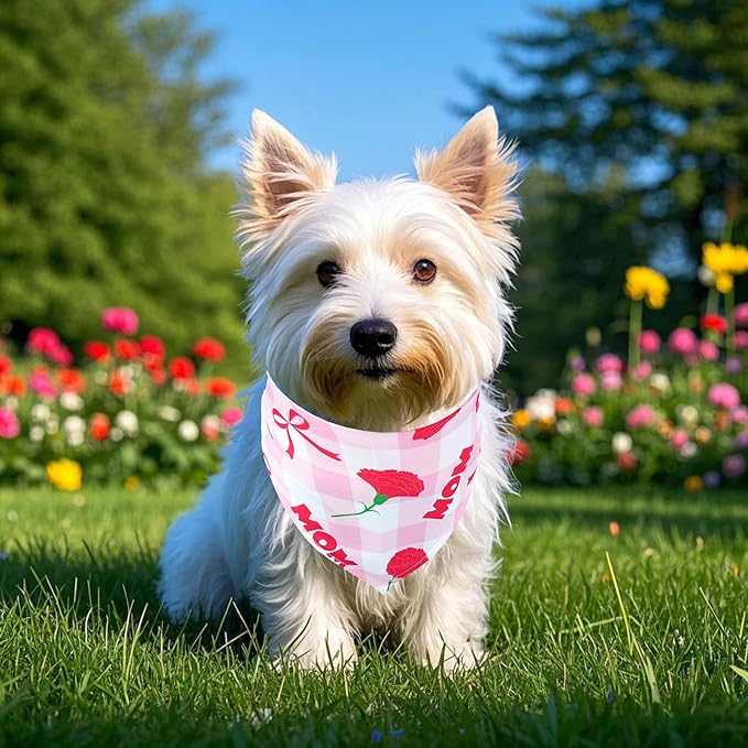 30 Pack Mothers Day Dog Bandanas Bulk for Small Dogs Kittens Breed 18 Inch Love Mom Dog Bandanas XS Puppy Doggy Best Mom Dogs Bandana Grooming S