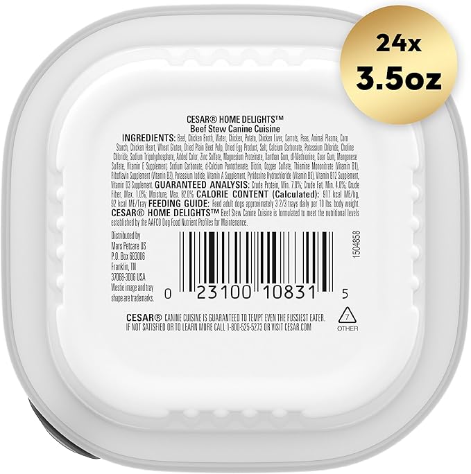 Cesar Home Delights Adult Wet Dog Food, Beef Stew, 3.5 oz. (24 Count, Pack of 1)