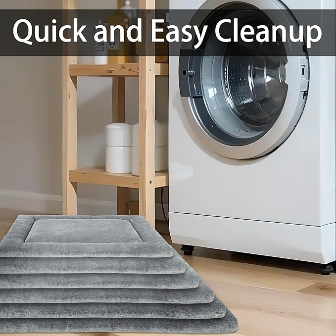 KHONSU PET Dog Bed Mat Crate Pad for Up to 90 lbs Dogs with Reversible Sides for Cold and Hot Seasons, Completely Washable Cushioned Pad 1.1inch Thin Dog Bed