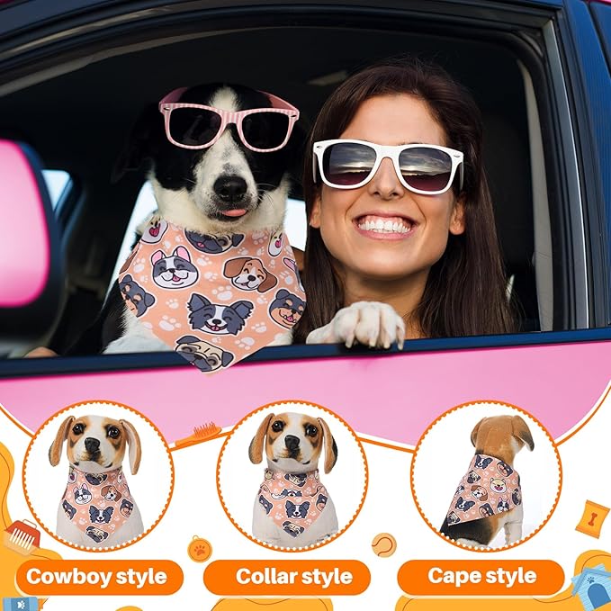 Sanwuta 120 Pcs Paw Print Dog Bandanas Bulk Pet Scarves Adjustable Soft Cute Dog Triangle Scarfs for Medium Small Dogs Cats Large Puppy