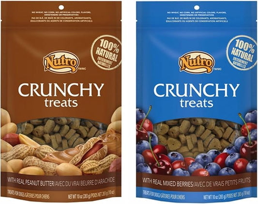 Nutro Crunchy Dog Treats Variety Bundle: Peanut Butter & Mixed Berries, 10 Oz Each (2 Bags)