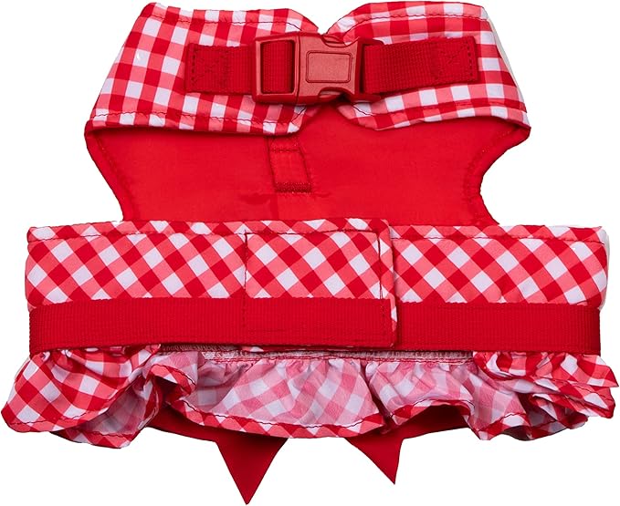Dolly Doggy Parton Dog Harnesses and Leash/Collar Set Collection, Red Gingham Harness with Bow, X-Small