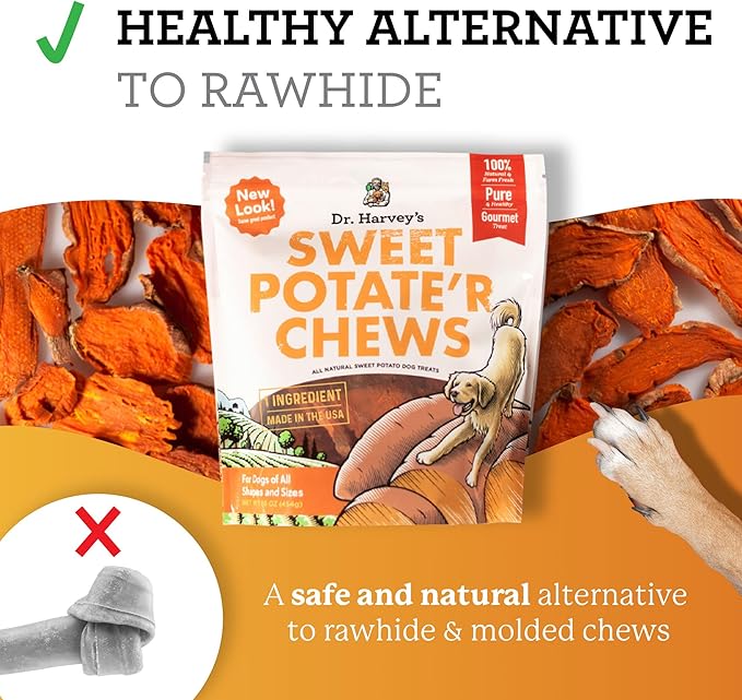 Dr. Harvey's Sweet Potate'r Chews - Natural Sweet Potato Treat for Dogs (16 ounces)