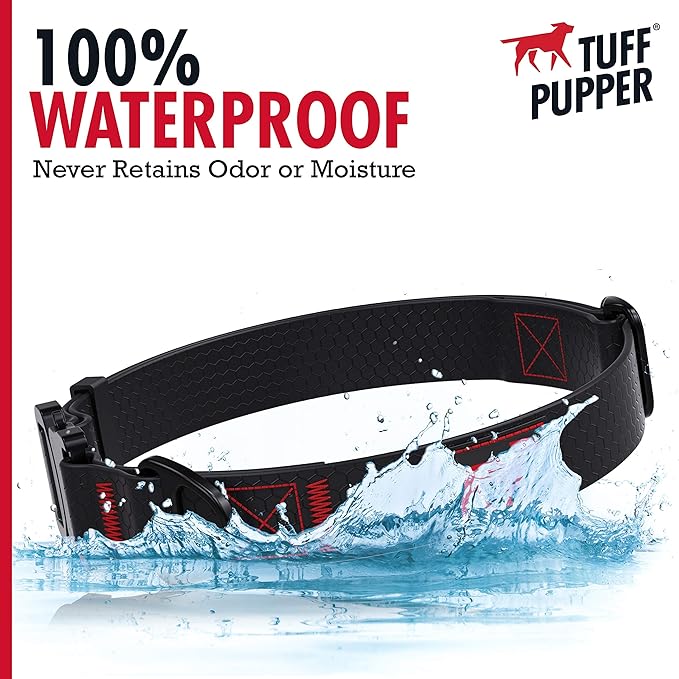 Tuff Pupper Waterproof Action Collar for Dogs | Heavy Duty Water Proof Dog Collar | Tear Proof & Odor Free | Rust-Proof Metal Hardware | Tactical Quick Release Buckle | for Adventurous, Active Dogs