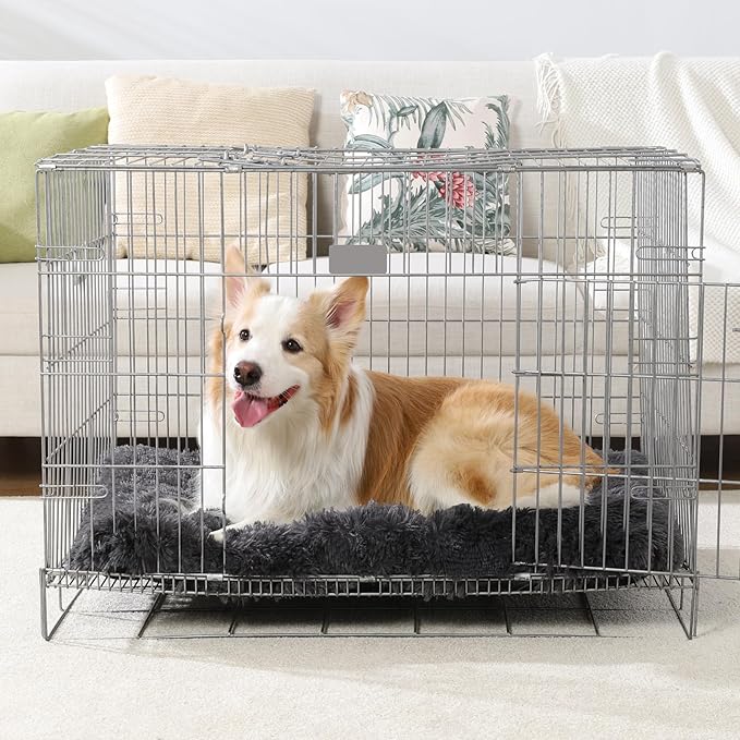 Vonabem Large Dog Bed XL, Washable Dog Crate Pad 42 Inch, Extra Large Pet Bed, Plush Soft Dog Mats for Sleeping Anti Anxiety, Anti Slip Kennel Pad 41 * 27 inch