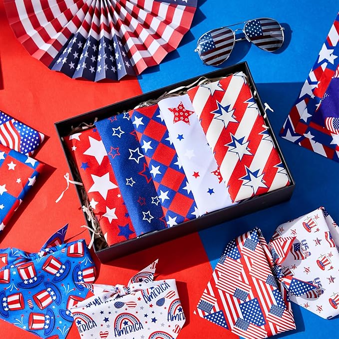 Sumind 100 Pieces Patriotic Dog Bandanas Bulk Bibs Triangle Scarf Star Bandanas for Dogs with Independence Day Patterns for Independence Day Pet Costume Accessories Decoration(Large)