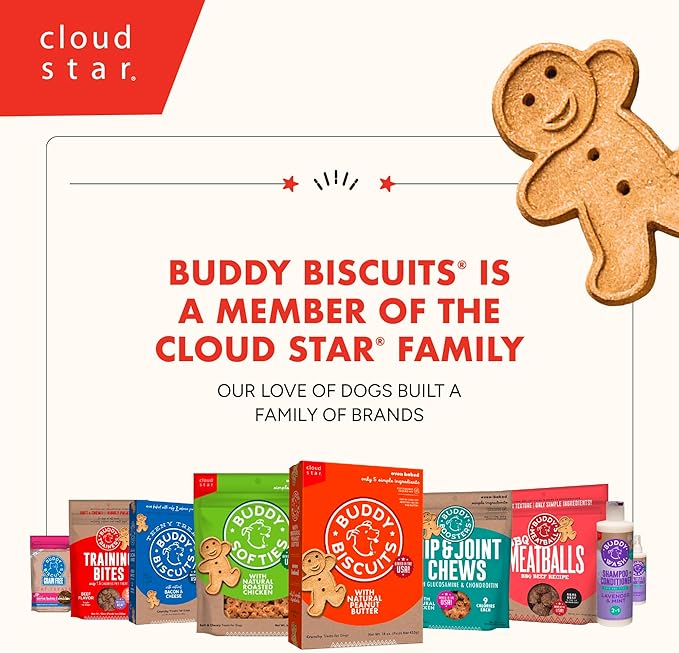 Buddy Biscuit 2 lb Bag of Crunchy Dog Treats, Made with Peanut Butter